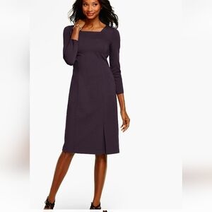 Talbots Women's Dark Purple Ponte Square Neck Women's Sheath Dress 10